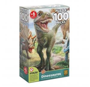 Puzzle 100 peças Dinossauros - Grow - Quebra Cabeça