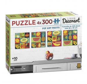 Puzzle 4 x 300 peças Decorart Pop Art Fruits - Quebra Cabeça - Grow