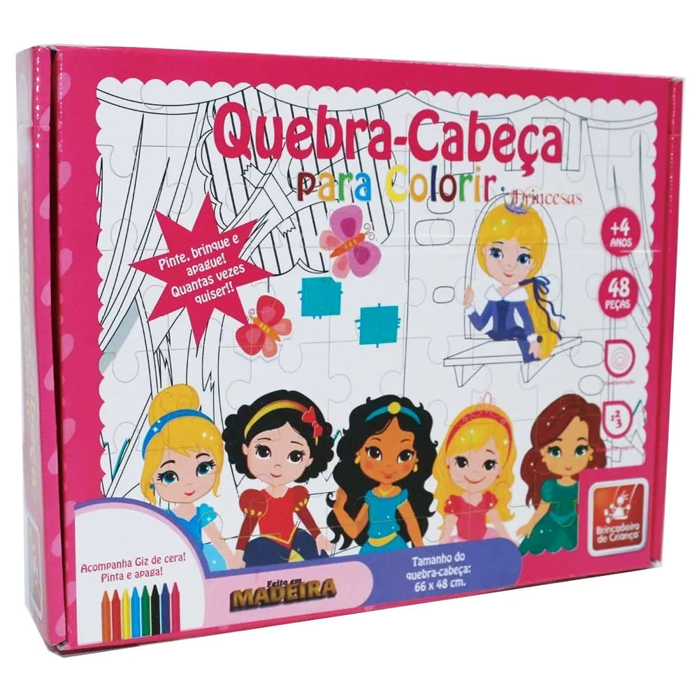 Quebra Cabeça para Colorir Princesas - Loja Pinóquio - Pinóquio Brinquedos  Educativos